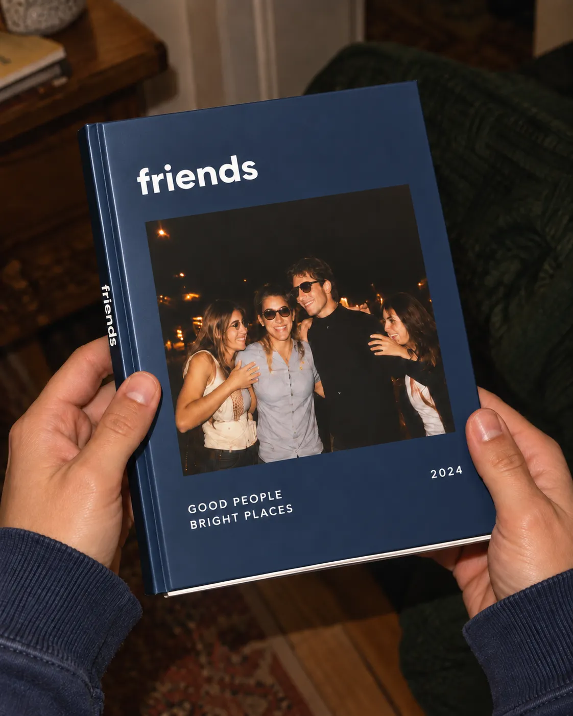 A hardcover dailies photo book held open